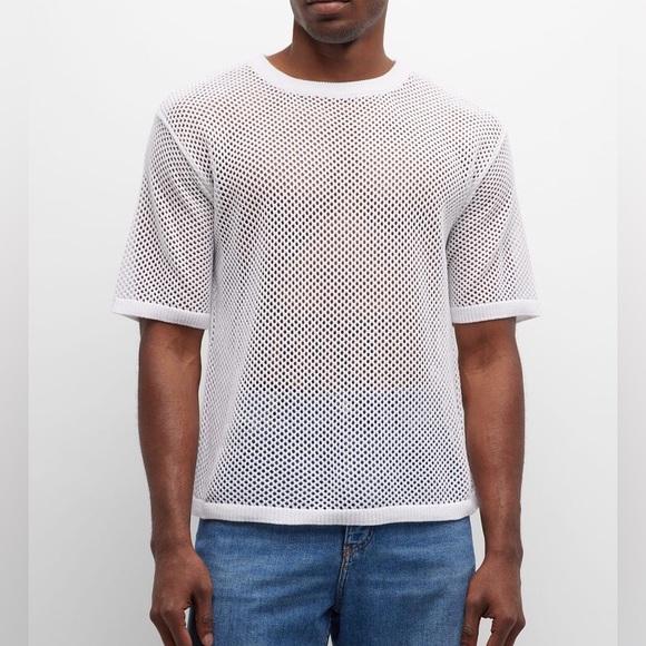 Loewe x Paula's Ibiza Men's Mesh Knit T-Shirt in white size S
